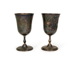 TWO OTTOMAN SILVER GOBLETS WITH ASSOCIATED TUGHRA, 19TH CENTURY, TURKEY