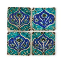 FOUR DAMASCUS IZNIK TILES, 16TH CENTURY, SYRIA