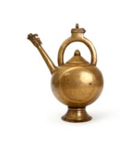 A CALLIGRAPHIC INSCRIBED BRASS EWER, 19TH CENTURY, INDIA OR PERSIA