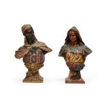 PAIR OF TERRACOTTA ORIENTALISTS BUSTS, SIGNED FRIEDRICH GOLDSCHEIDER, 19TH CENTURY