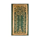 GREEN GILT METAL THREAD INDIAN EMBROIDERY ON SILK, 19TH CENTURY