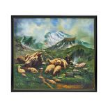 KURDISH SHEPHERD SCENE, OIL ON CANVAS, SIGNED, SADEEQ AHMAD, IRAQ (1915-1966)