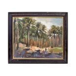 PALM TREES IN THE GROVE, OIL ON CANVAS, SIGNED, SHAWKAT AL-ALOUSI, IRAQ (1948)