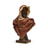 EDUARD STELLMACHER, TERRACOTTA BUST OF AN ARAB MAN, ORIENTALIST, LATE 19TH CENTURY