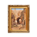 STREET OF DAVID, SIGNED, PENCIL & WATERCOLOUR ON CARD, SIGNED C.WERNER F 1863