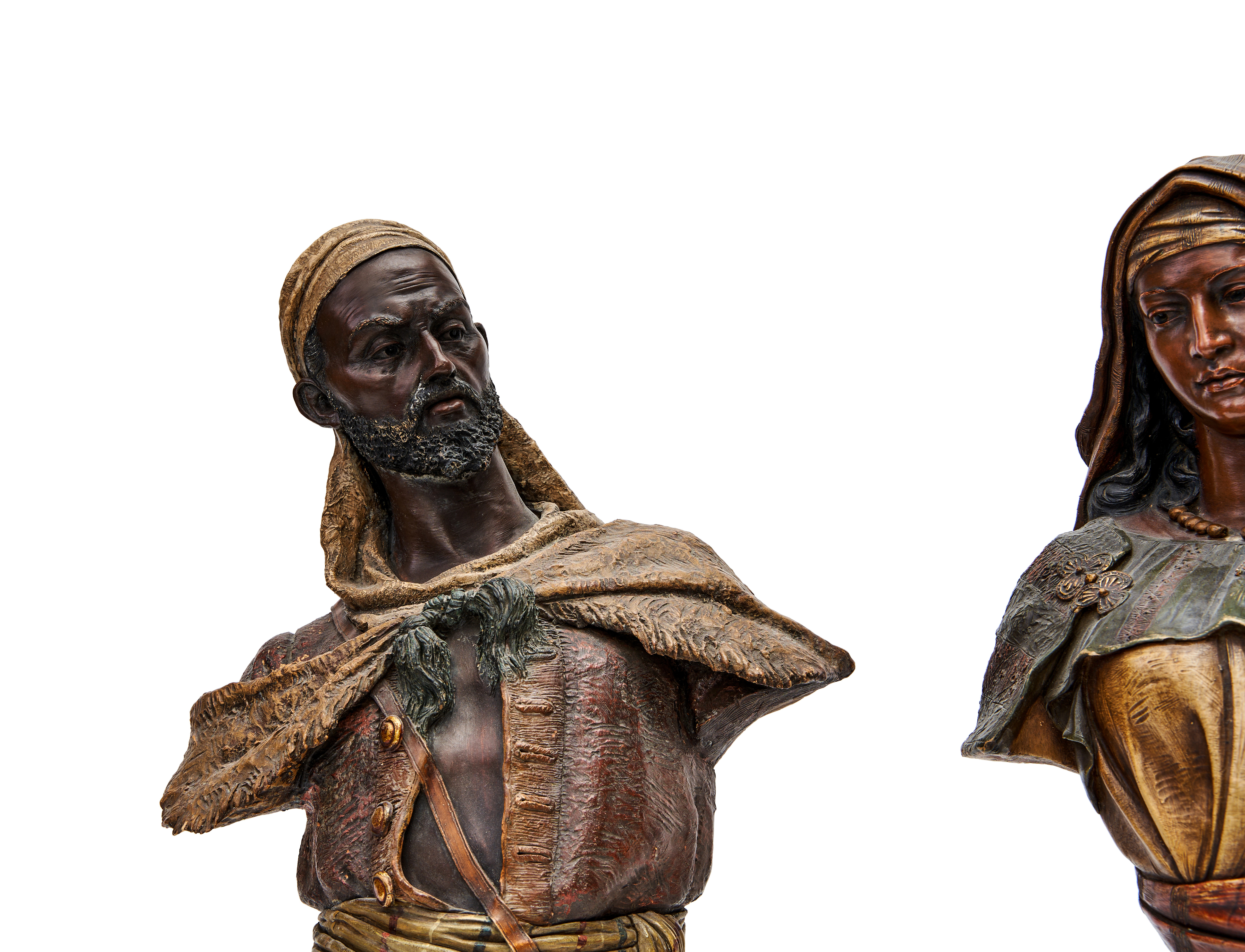 PAIR OF TERRACOTTA ORIENTALISTS BUSTS, SIGNED FRIEDRICH GOLDSCHEIDER, 19TH CENTURY - Image 2 of 3