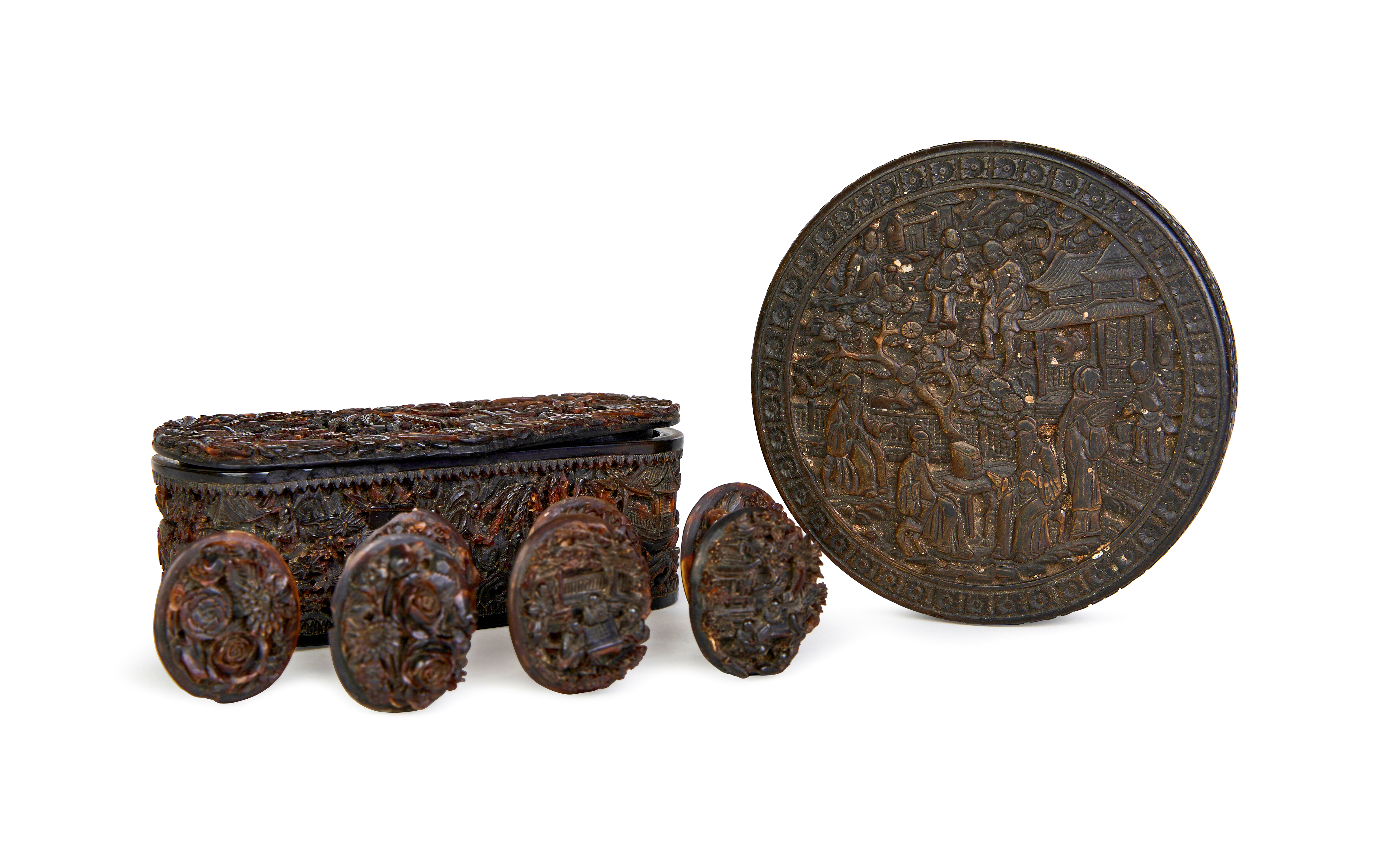 ASSORTMENT OF CARVED CHINESE TORTOISE SHELL BOXES, 18TH CENTURY - Image 3 of 9