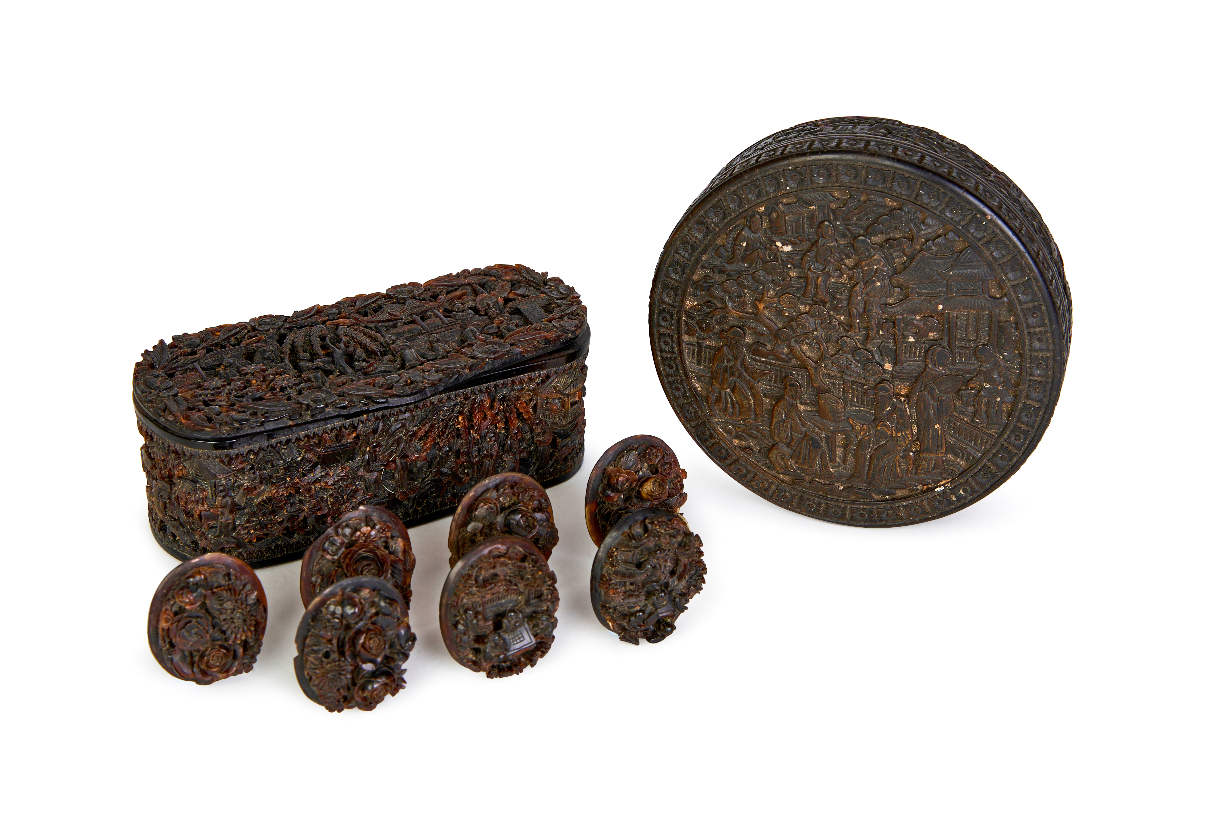 ASSORTMENT OF CARVED CHINESE TORTOISE SHELL BOXES, 18TH CENTURY - Image 2 of 9