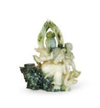 A CHINESE JADEITE FIGURE OF A BUDDHA, 19TH CENTURY