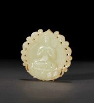 A CHINESE JADE BUDDHA PLAQUE, QING DYNASTY (1644-1911)