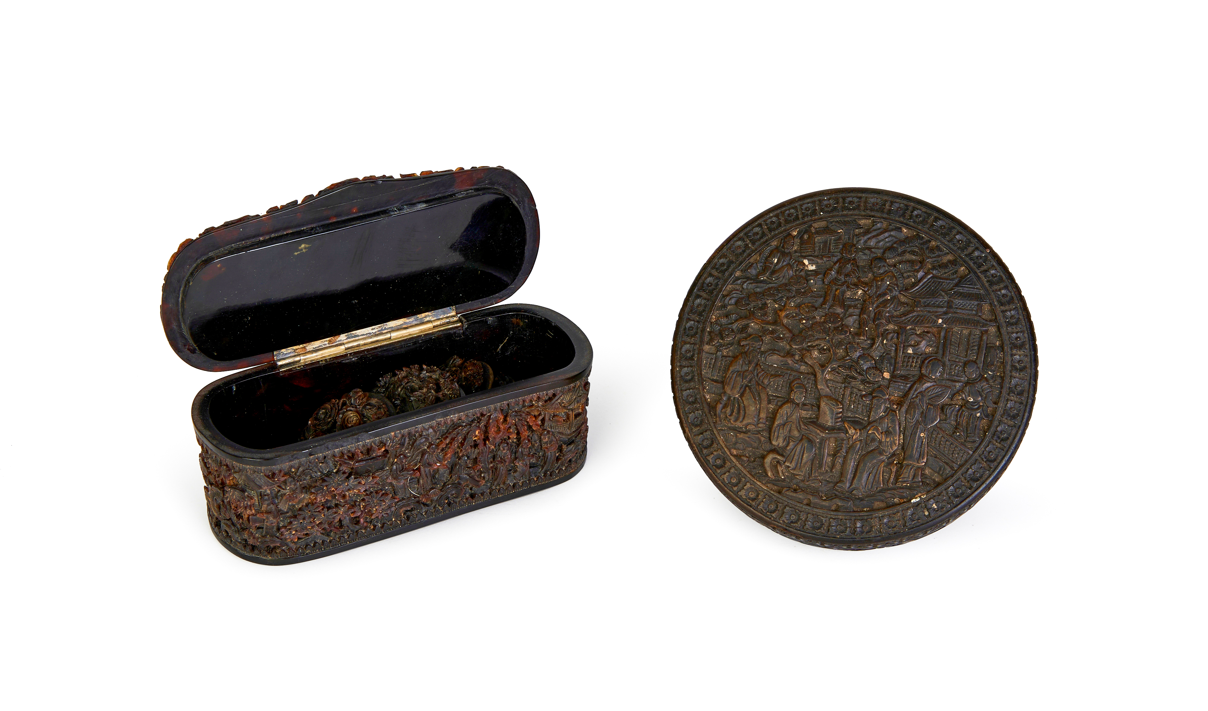ASSORTMENT OF CARVED CHINESE TORTOISE SHELL BOXES, 18TH CENTURY - Image 9 of 9