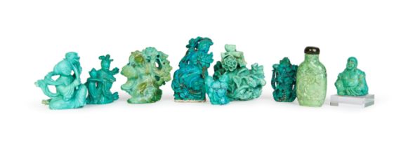 ASSORTMENT OF CHINESE CARVED TURQUOISE OBJECTS, QING DYNASTY (1644-1911)