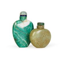 TWO CHINESE JADE SNUFF BOTTLES, 19TH CENTURY, QING DYNASTY (1644-1911)