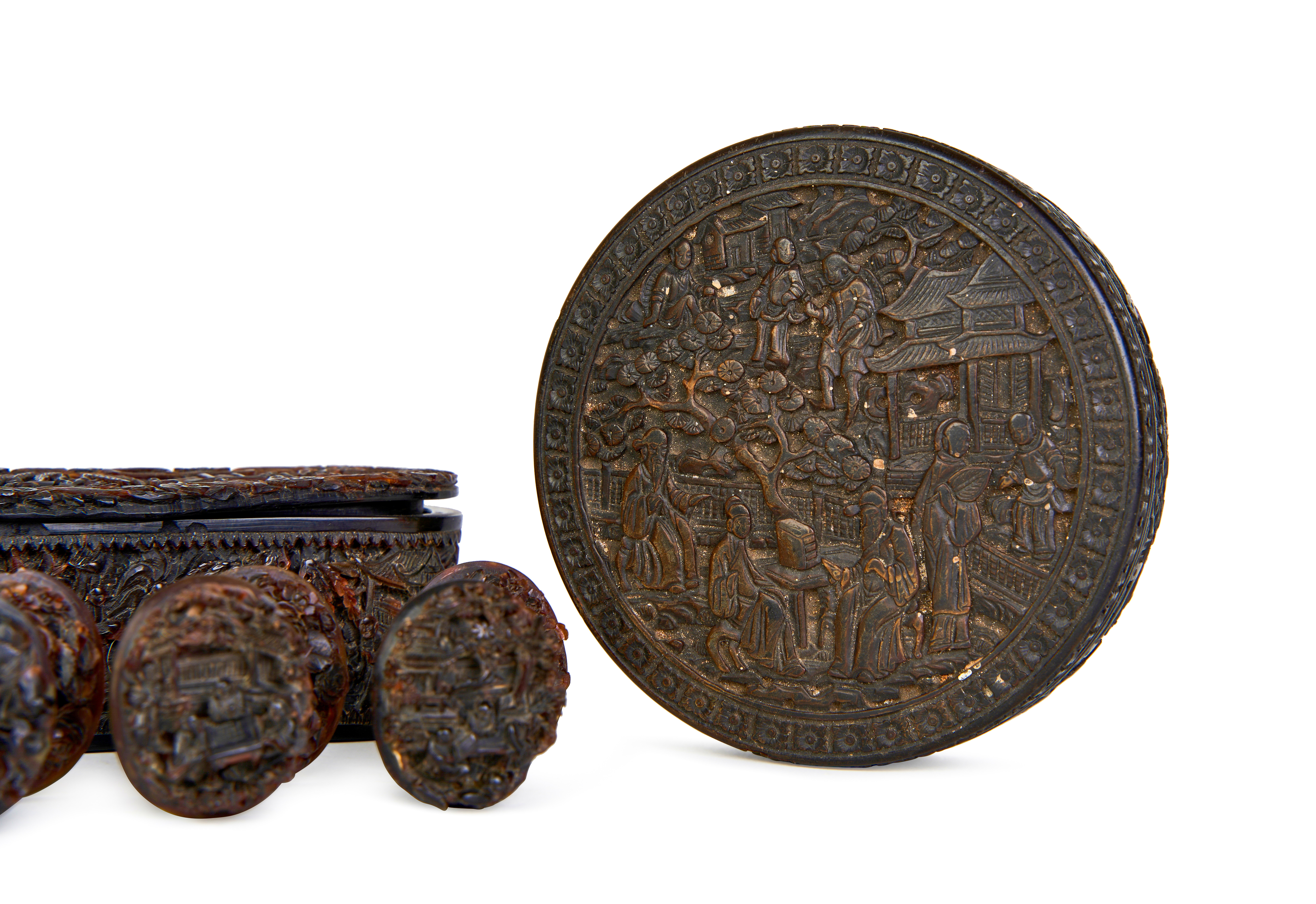 ASSORTMENT OF CARVED CHINESE TORTOISE SHELL BOXES, 18TH CENTURY - Image 4 of 9