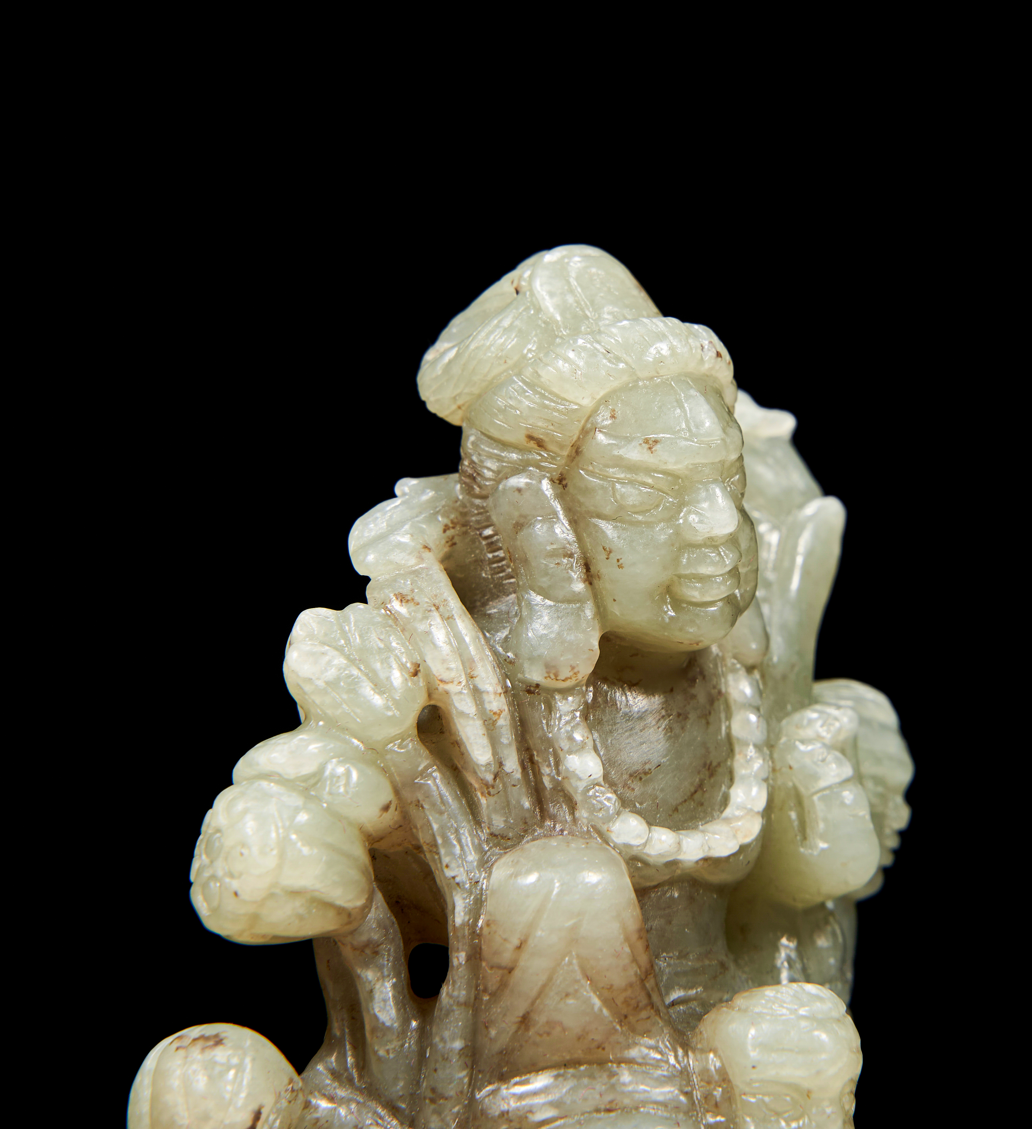 A PALE CELADON JADE CARVING OF A DHARMAPALA, QING DYNASTY (1644-1911) - Image 2 of 3