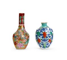 TWO CHINESE FAMILLE ROSE BOTTLES, QING DYNASTY (1644-1911)