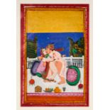 EROTIC SCENE, 19TH CENTURY AND LATER INK, COLOUR OF PAPER, INDIAN MINIATURE