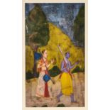 A HUNTER EXTRACT A THORN FROM A BHIL HUNTRESS, PROVINCAL MUGHAL SCHOOL, 19TH CENTURY