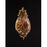 A LARGE GEM SET MUGHAL ROCK CRYSTAL PENDANT, 19TH CENTURY