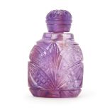 A CARVED AMETHYST SNUFF BOTTLE, MUGHAL, INDIA, 19TH CENTURY