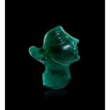 AN EGYPTIAN GREEN GLASS FACE INLAY PTOLEMAIC PERIOD, CIRCA 332-32 B.C.