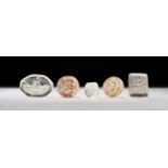 FIVE INSCRIBED ROCK CRYSTAL STAMP SEALS, ROMAN AND LATER