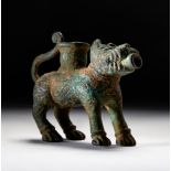 A BRONZE LION INCENSE BURNER CIRCA LATE 3RD MILLENNIUM B.C. OR LATER