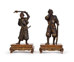 MIYAO: A PAIR OF JAPANESE BRONZE & MIX METAL FIGURES SIGNED MIYAO EISUKE, MEIJI PERIOD (1868-1912)