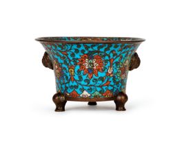 A CHINESE CLOISONNE TRIPOD CENSER, MING DYNASTY (1368-1644)