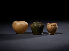 THREE EGYPTIAN MINIATURE STONE VESSELS, EARLY DYNASTIC PERIOD, 12TH DYNASTY