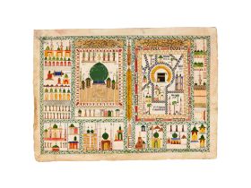 AL HAJJ MAP OF MECCA AND MEDINA SIGNED BY ZAINAB BINT ABDULLAH DATED 1258AH