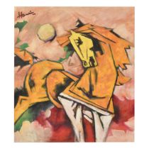 HORSE OF THE SUN OIL ON CANVAS (M.F. HUSAIN (1915-2011)