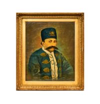 A PORTRAIT OF MUZAFFAR AL-DIN SHAH QAJAR, BY KAMAL AL-MULK, DATED 1314AH/1896AD, QAJAR PERSIA
