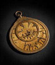 AN EXTREMELY RARE & LARGE BRASS ASTROLABE SIGNED BY IBN HAYANEM, 19TH CENTURY