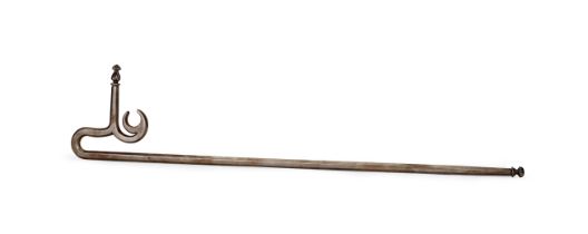 A STEEL DERVISH INSCRIBED "ALI" STAFF, 19TH CENTURY