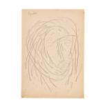 TYEB MEHTA, "HEAD" SIGNED & DATED 85 TOP LEFT, PENCIL/CHARCOAL ON PAPER