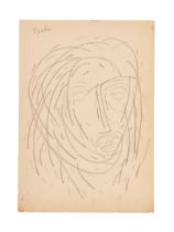 TYEB MEHTA, "HEAD" SIGNED & DATED 85 TOP LEFT, PENCIL/CHARCOAL ON PAPER
