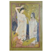 MAIDENS IN THE GARDEN BY RAM GOPAL VIJAYVARGIYA (1905-2003) SHANTINIKETAN SCHOOL