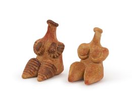 TWO MESOPOTAMIAN TERRACOTTA FEMALE IDOLS, TEL HALAF TYPE CIRCA 5000-4500 B.C.