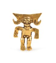 A PRE COLOMBIAN GOLD FIGURE, CIRCA 800-1200 A.D