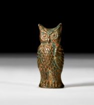 A GREEK BRONZE FIGURE OF AN OWL