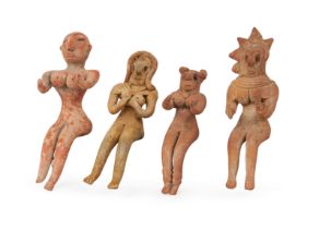 FOUR INDUS VALLEY HARAPPA TERRACOTTA FIGURES, 2ND MILLENNIUM B.C