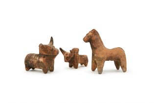 THREE TERRACOTTA PARTHIAN AND INDUS VALLEY HORSES FIGURINES