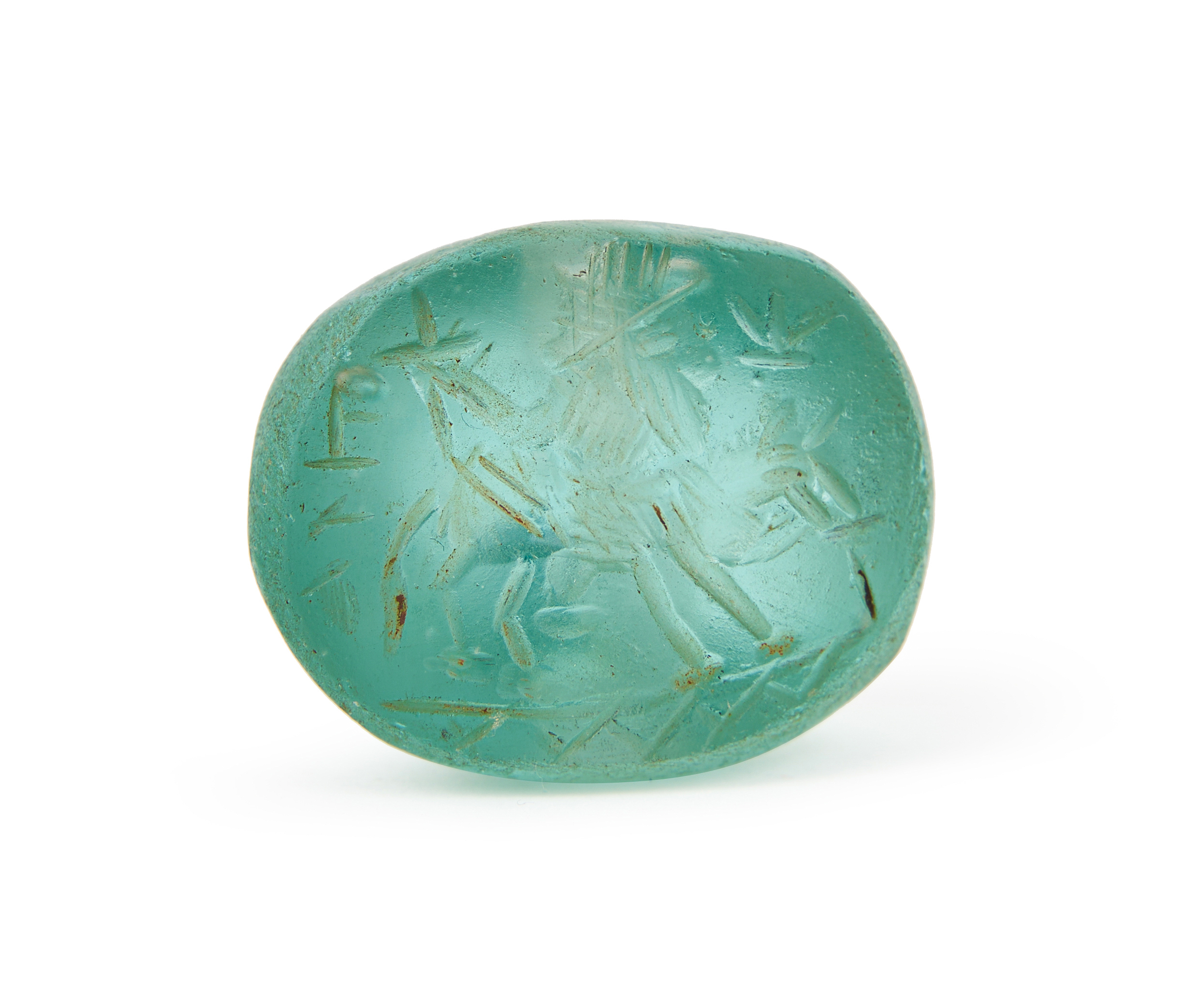 A LARGE BLUE GLASS SASANIAN STAMP SEAL CIRCA 4TH-5TH CENTURY A.D. - Image 2 of 3