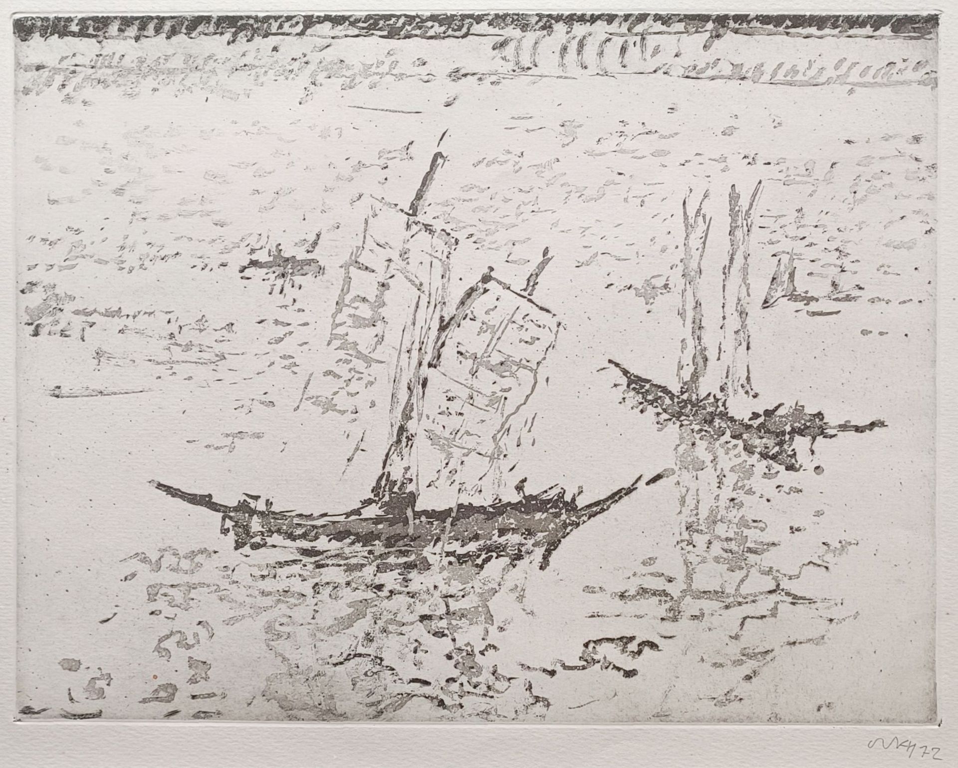 Niemeyer-Holstein, Otto (1896 Kiel – 1984 Koserow) „Boote im Chinesischen Meer (Dschunken)“