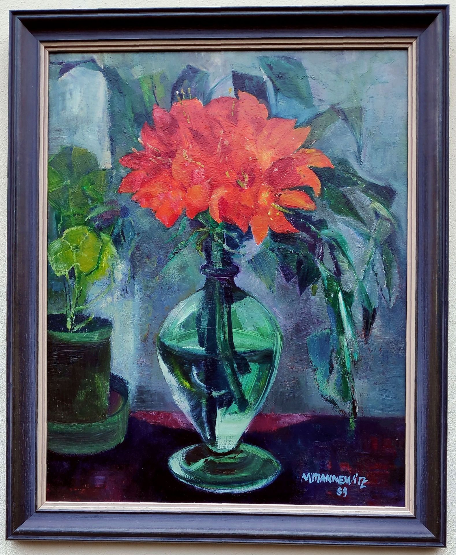 Mannewitz, Mechthild (1926 Rostock, lebt in Rostock) "Amaryllis in Glasvase" - Image 2 of 3