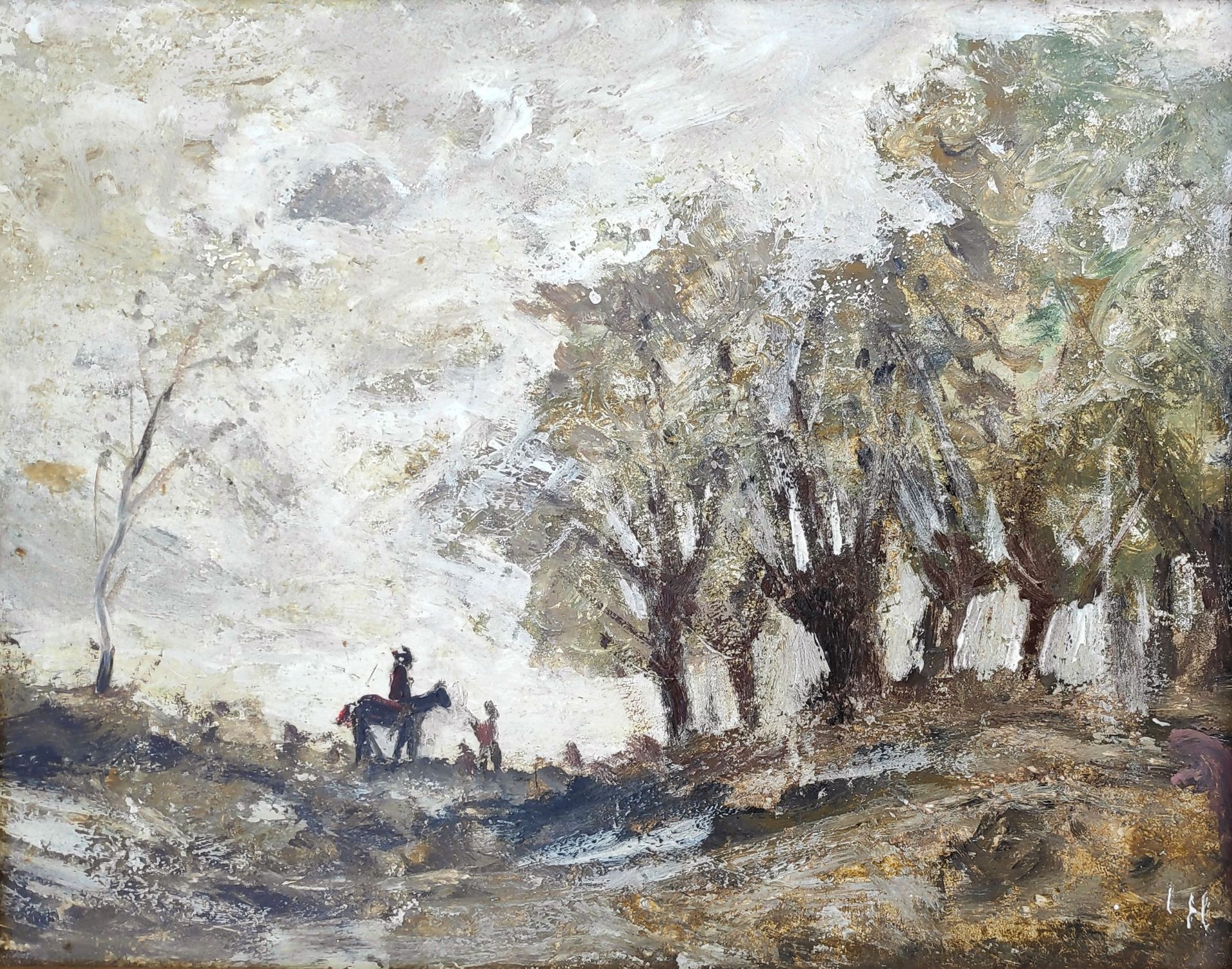 Hinrichs, Carl (1903 Nürnberg – 1990 Schwerin) „Mecklenburger Landschaft mit Reiter“