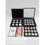 Cased Boxed Set of 24 gold plated Copper Commemorative Coins of the Queens 90th Birthday in 2016