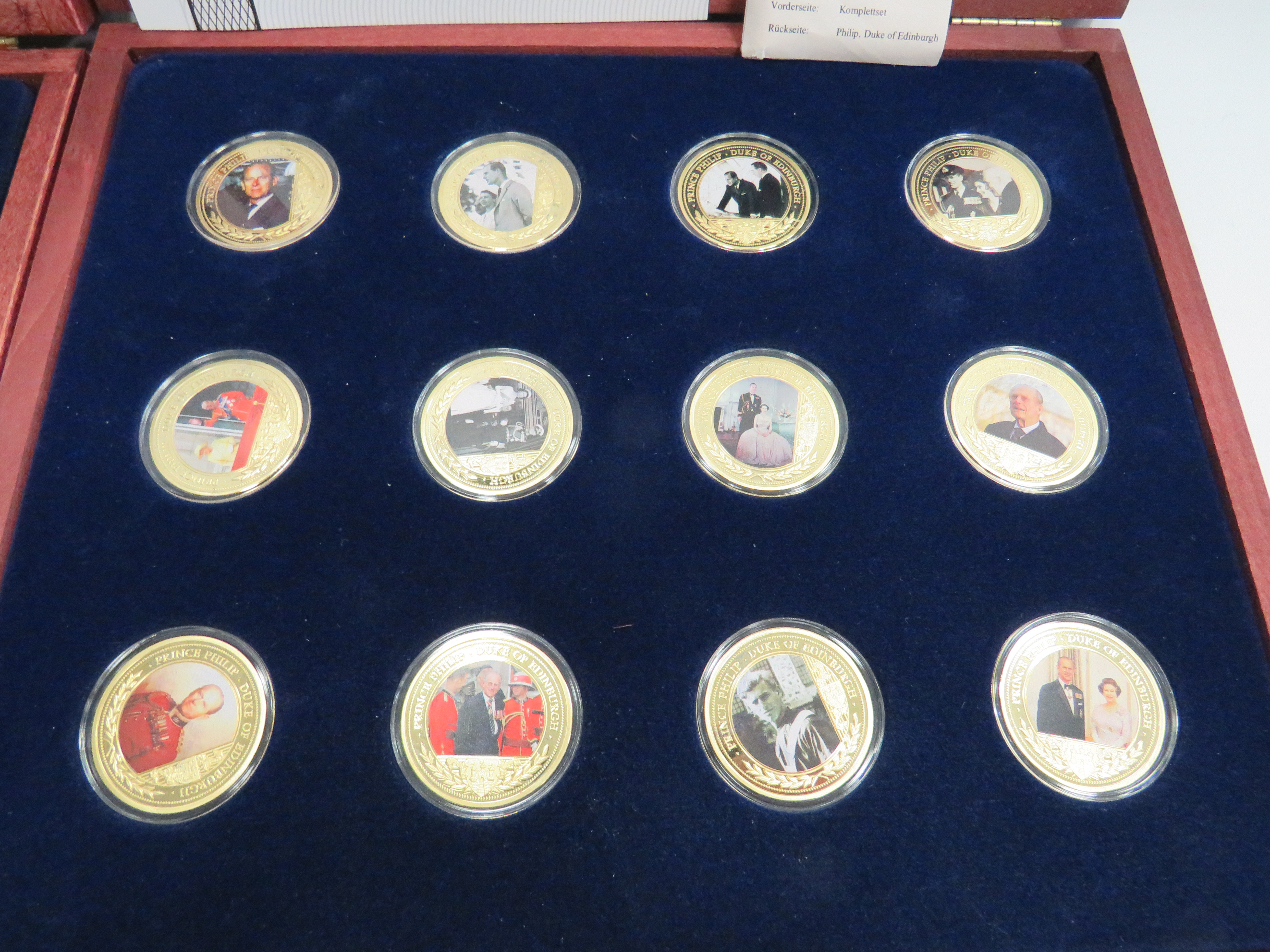 Cased Boxed Set of 24 ct Gold Plated Coins of the Life of Queen Elizabeth plus 12 more commemorating - Image 4 of 7