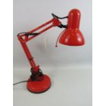 Dunelem red metal angle poise lamp.